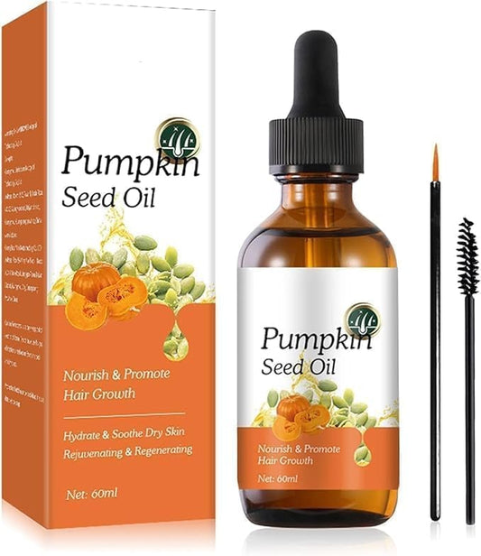 Organic Cold Pressed Pumpkin Seed Oil 60ml - Moisturizes Skin, Scalp, Eyebrows, Eyelashes, Face, and Body - Hair Oil for Dry, Damaged Hair