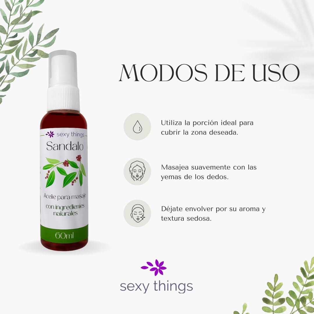 Aceite para Masaje Corporal Sexy Things Sándalo Aromaterapia 60ml