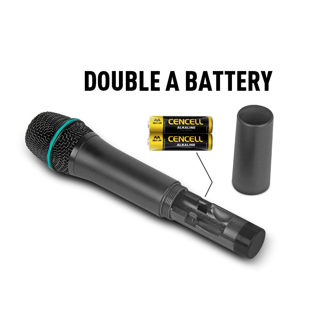 Debra Audio Pro UHF Sistema De Micrófono Inalámbrico De 4 Canales con Micrófonos Inalámbricos, Receptor De Metal, Ideal para La Fiesta De La Iglesia De Karaoke (with 4 Handheld (B))