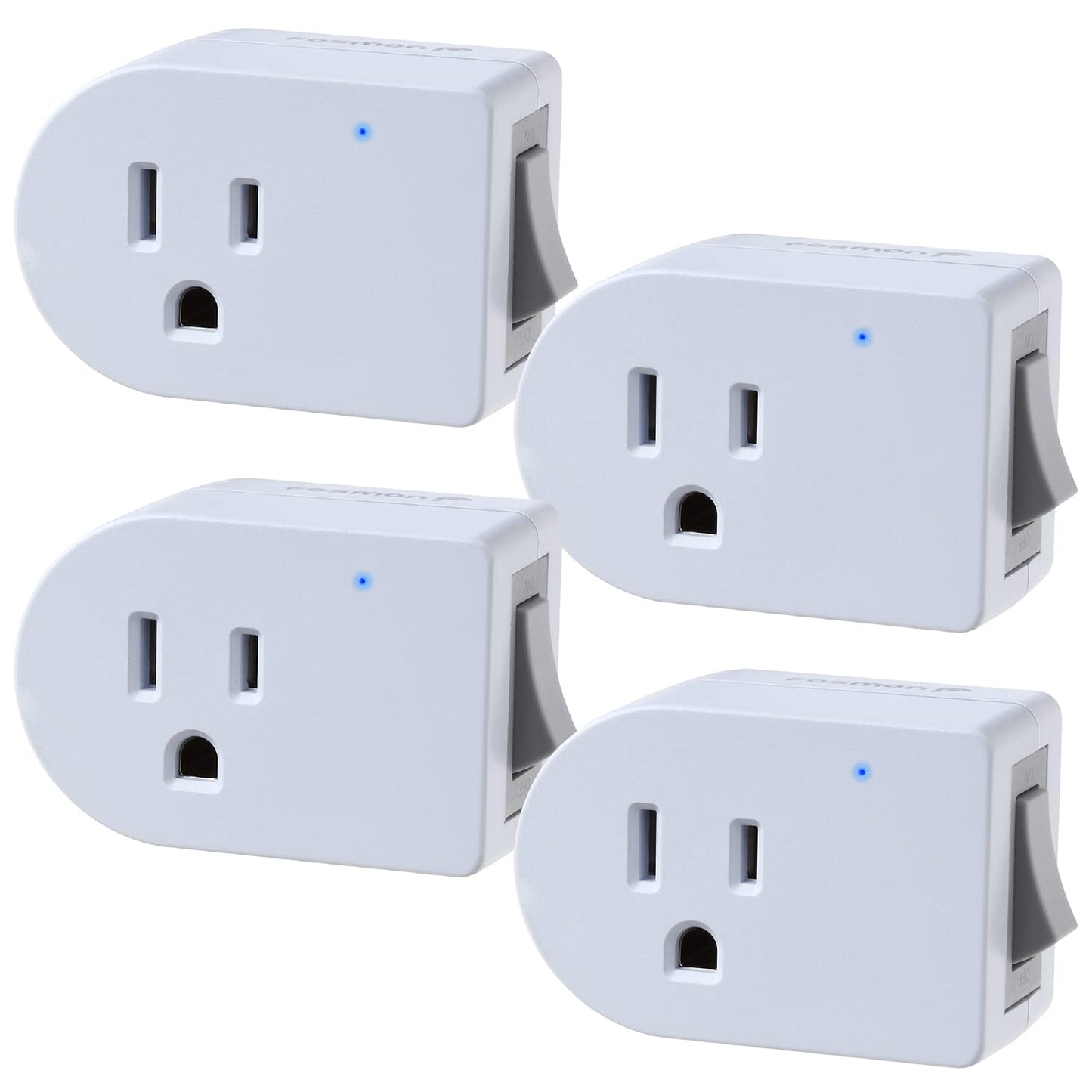 Fosmon toma a tierra con interruptor de encendido/apagado (4 unidades), interruptor extensor de enchufe eléctrico de 3 clavijas, adaptador de corriente de un solo puerto 245J, protector de