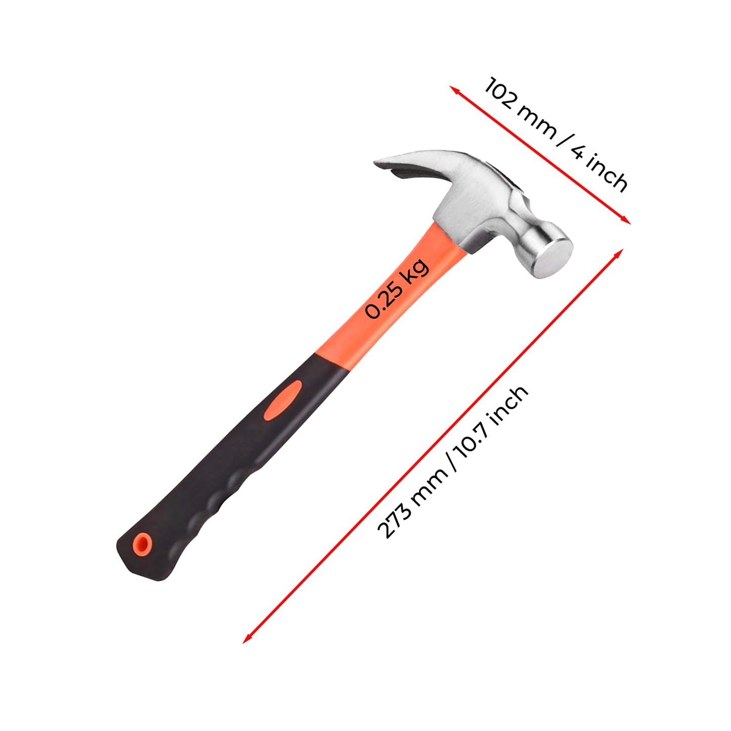 Martillo de Garra de Acero al Carbono Mango Antideslizante para Montaje de Muebles