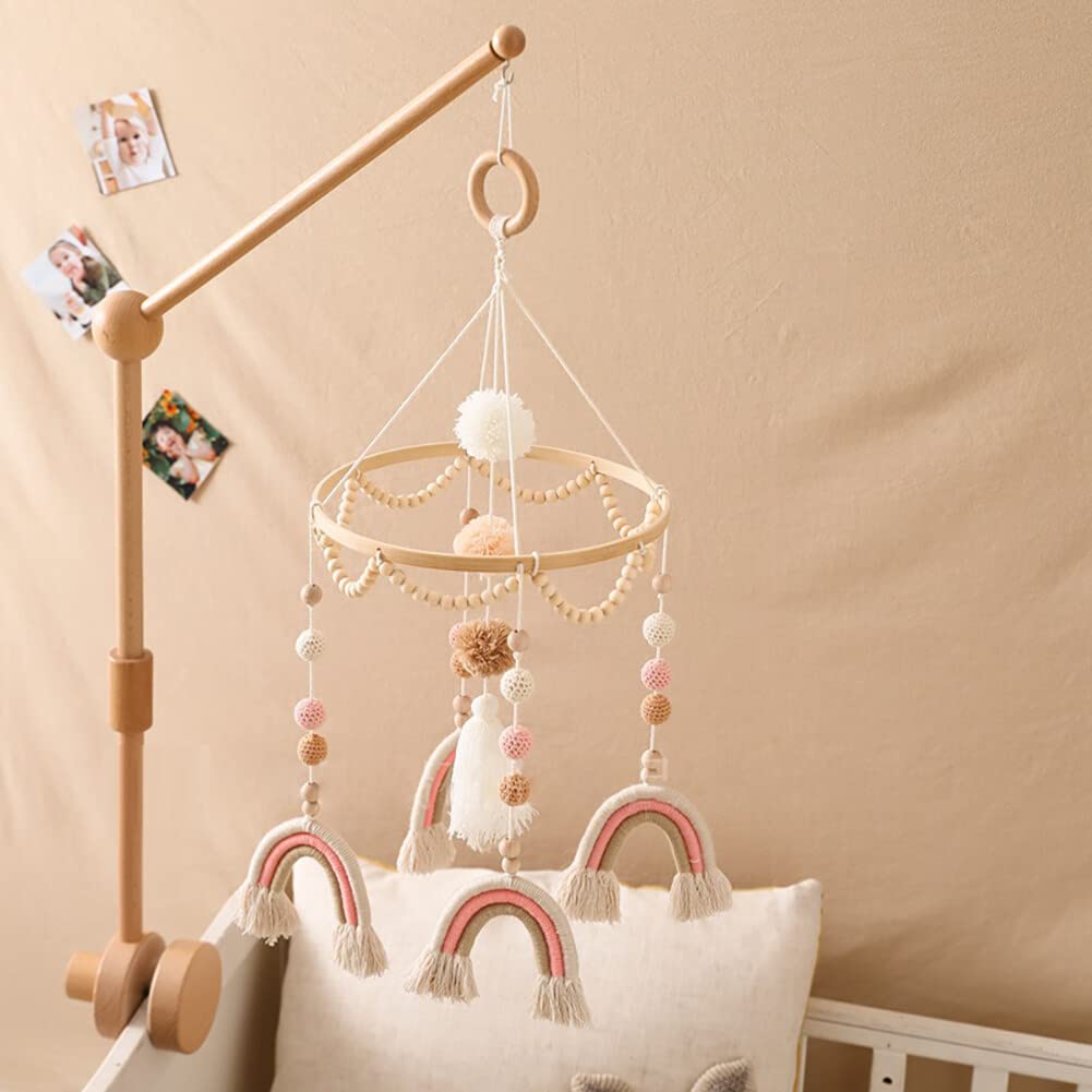 Lindo móvil para cuna con brazo móvil para cuna de bebé, soporte móvil para cuna de bebé, soporte móvil para cuna – Móvil neutro de género para decoración de guardería, accesorio móvil para cuna de bebé para decoración de guardería