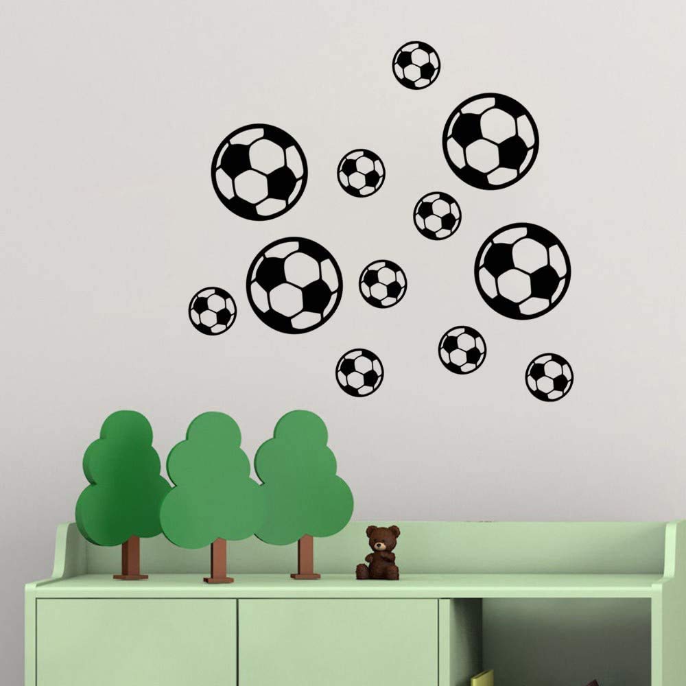 SITAKE 43 pegatinas de fútbol, pegatinas de pelota de fútbol para habitación de los niños, pegatinas de fútbol para pared de fútbol, vinilo para decoración de la puerta de la habitación de los niños, dormitorio, sala de juegos, sala de estar, ventana