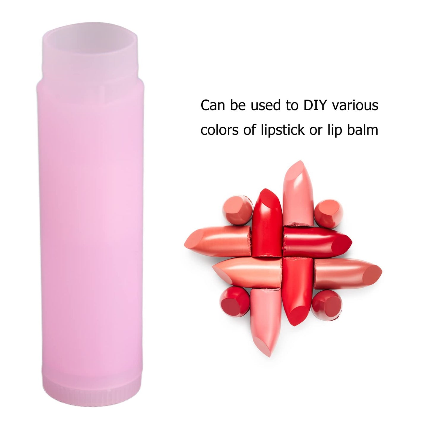 Tubos De Bálsamo Labial Vacíos, 5ml 20 Plástico Tubos De Lápiz Labial Para Bricolaje Tubo De Contenedor De Bálsamo Labial con Tapa Hermética (Color Rosa)