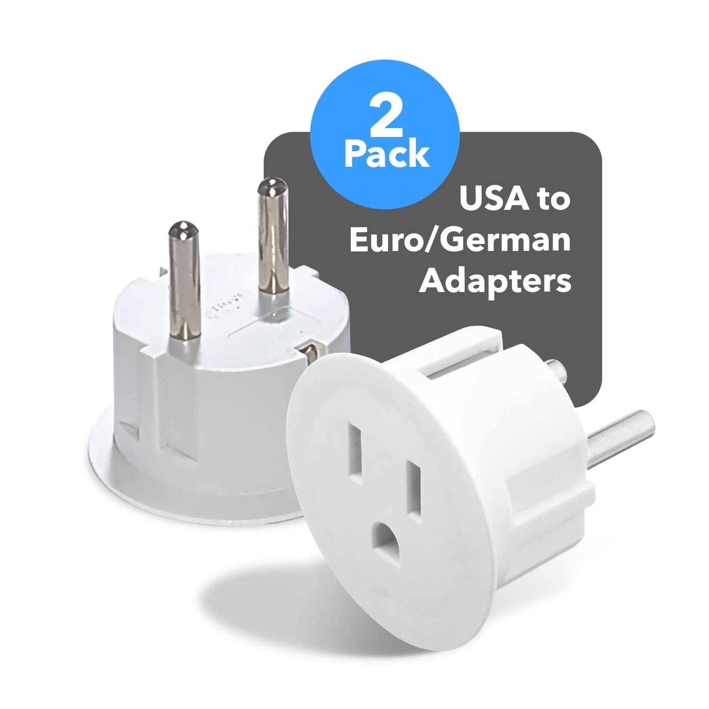 Adaptadores Orei Americano Schuko Europeo Certificado CE Alto Desempeño Empaque de 2