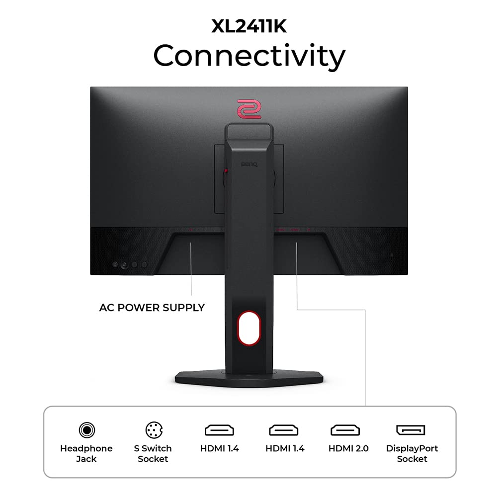 BenQ Zowie XL2411K - Monitor para Juegos (24 Pulgadas, 144 Hz, 1080 p, Base más pequeña, Soporte ergonómico, Ajuste XL para Compartir)