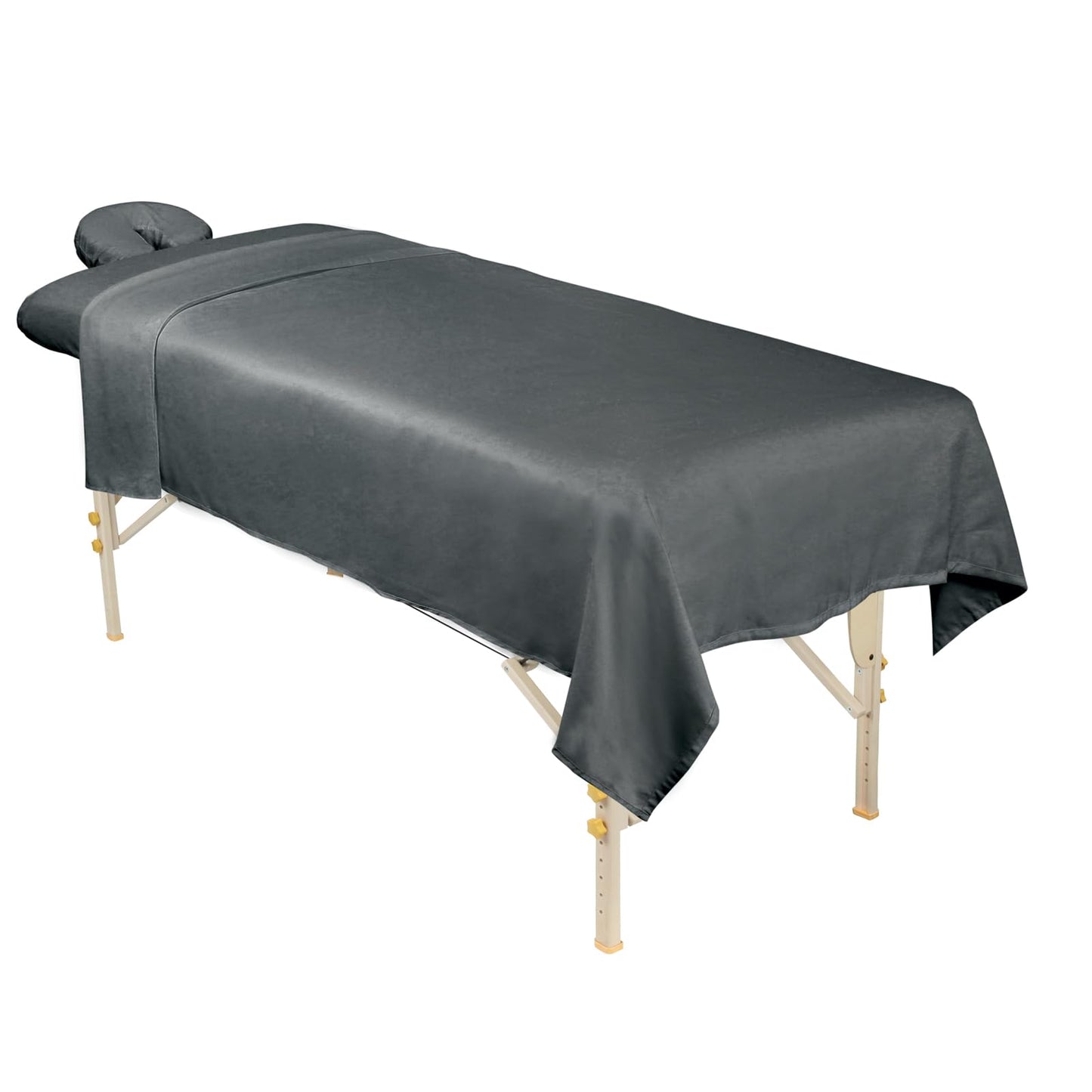 ForPro Professional Collection - Juego de sábanas de masaje ForPro Premium de microfibra de 3 piezas, gris frío, ultraligeras, resistentes a las manchas y las arrugas, incluye sábana encimera, sábana bajera ajustable y funda ajustable para reposacabezas