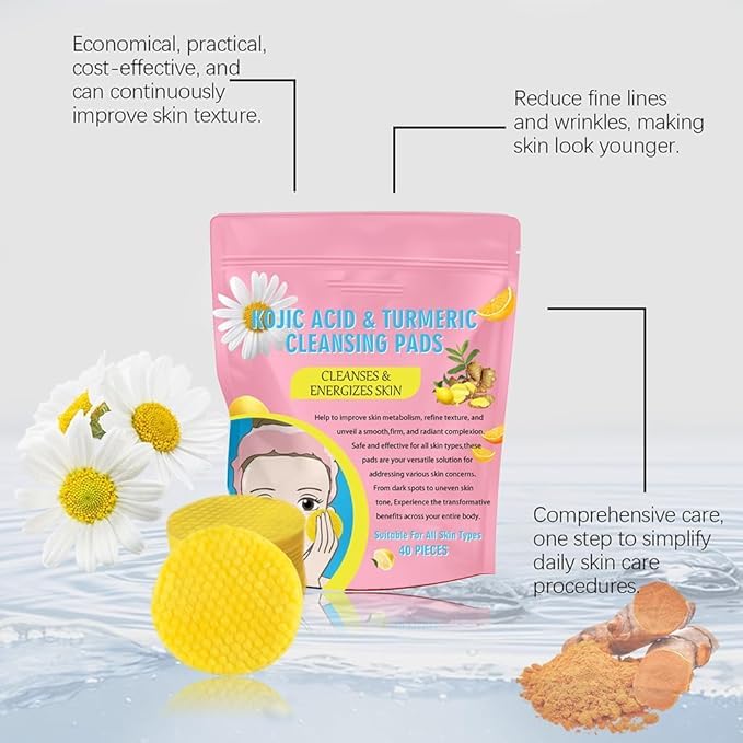 Toallas Desmaquillantes con Cúrcuma - Pads de Limpieza Facial Innovadores - Pack de 40/80/120 unidades - Esponjas Faciales Comprimidas - ¡Desmaquilla y Limpia Profundamente!
