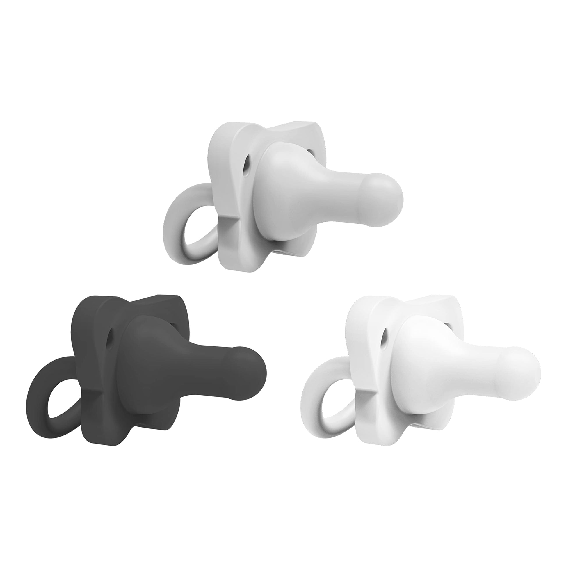 Chupete de Bebé Dr. Brown's Negro Gris Blanco Diseño Contorneado de Silicona para 0-6 Meses Paquete de 3