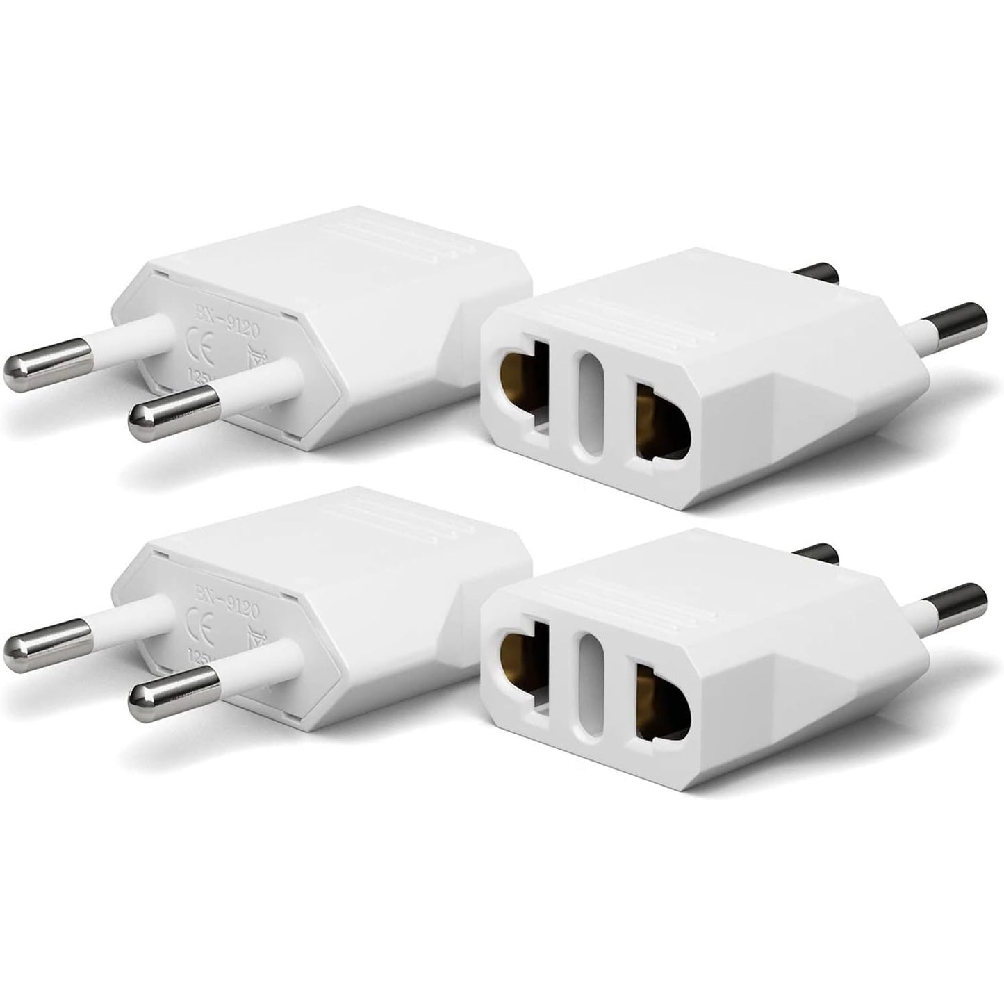 Adaptador de Enchufe MHKBD Blanco 4 Unidades para EE.UU. a Europa