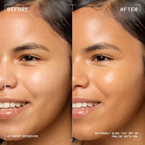 Tinta de Maquillaje Glaze Tint con SPF 30 de Nyx Professional Makeup, Tono Praline Butta (Cafe Medio)