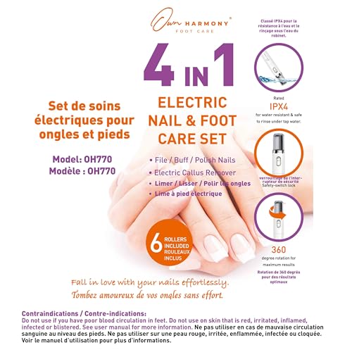 Electric Nail File System & Callus Remover (4 in 1) Best Pedi Tools to Polish Nails - Perfect Manicure & Pedicure Care Set - Professional Electronic Filer and Buffer - Salon Products Beauty Supplies