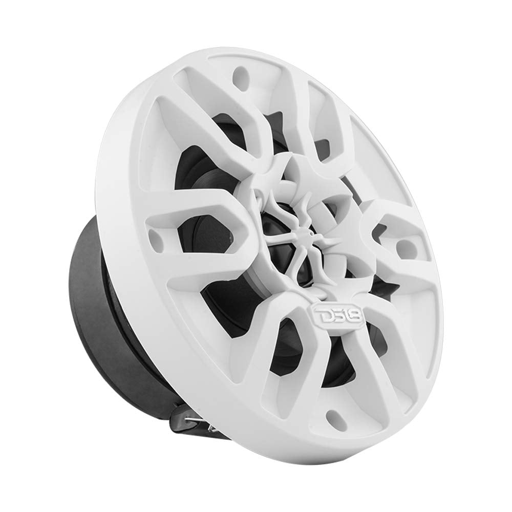 DS18 MP4/WH - Altavoz Marino Blanco - 4 Pulgadas, 2 vías, 150 W máximo, 100% Estable a los Rayos UV, IPX5 Marino, 4 ohmios - para Todos los Elementos, UTV, ATV y Jeep (2 Altavoces)