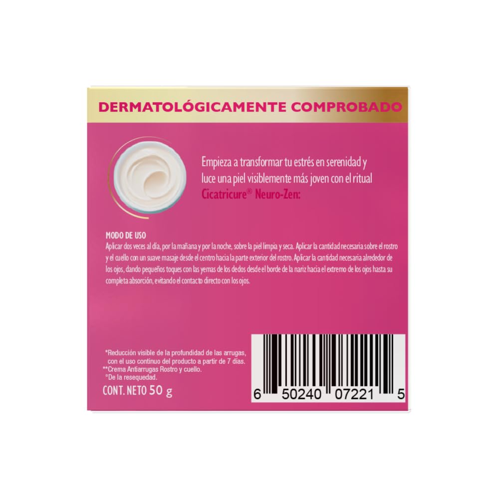 CICATRICURE - NEURO-ZEN. Crema anti-arrugas con ingredientes neuro activos que calman, revitalizan y rejuvenecen la piel. Tarro con 50g.