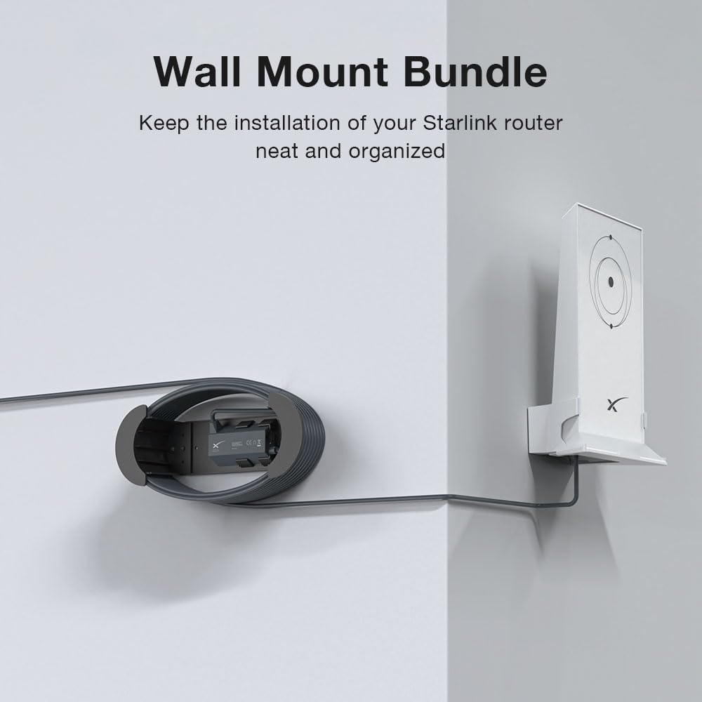 Soporte de Pared Holicfun Starlink Mesh WiFi V2 con Cable y Adaptador Ethernet