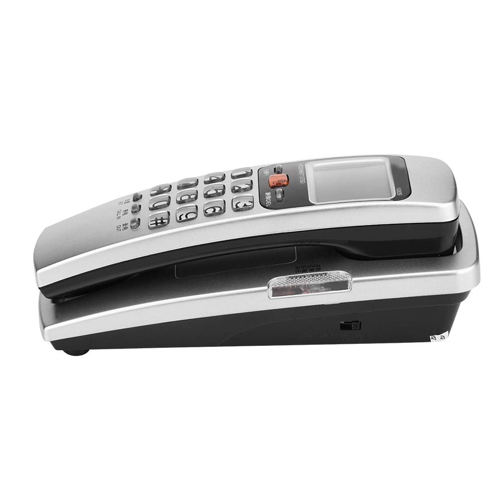 Teléfono Fijo, teléfono con Cable Teléfono montado en la Pared Teléfono Fijo FSK/DTMF Identificador de Llamadas Teléfono Teléfono con Cable Escritorio Escritorio Teléfono con extensión(Plata)