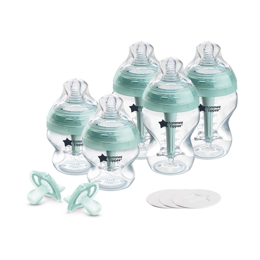 Set de Alimentación para Recién Nacido Tommee Tippee Advanced Anti-Colic Transparente con Sistema de Ventilación Anti-Cólico y Tetinas Lentamente Flujo Similar al Pecho