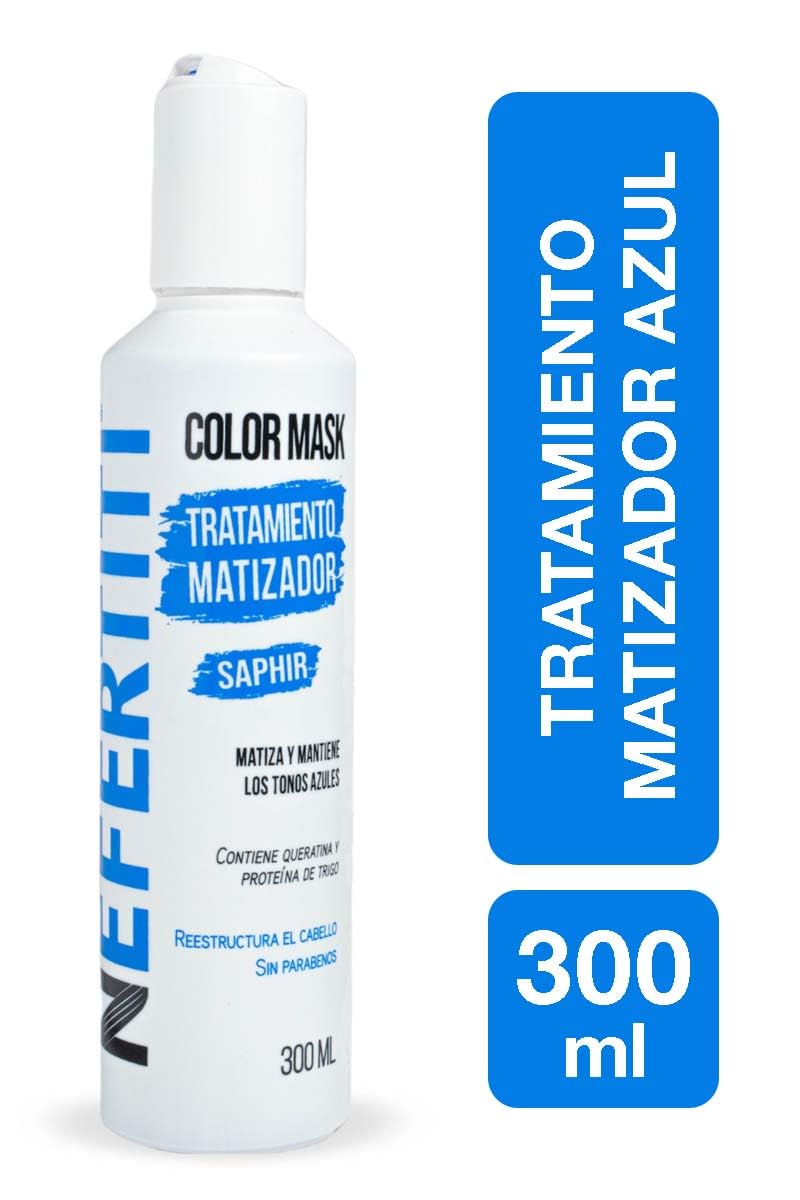 Tratamiento Matizador Nefertiti Saphir Azul con Keratina y Proteína de Trigo para el Cabello