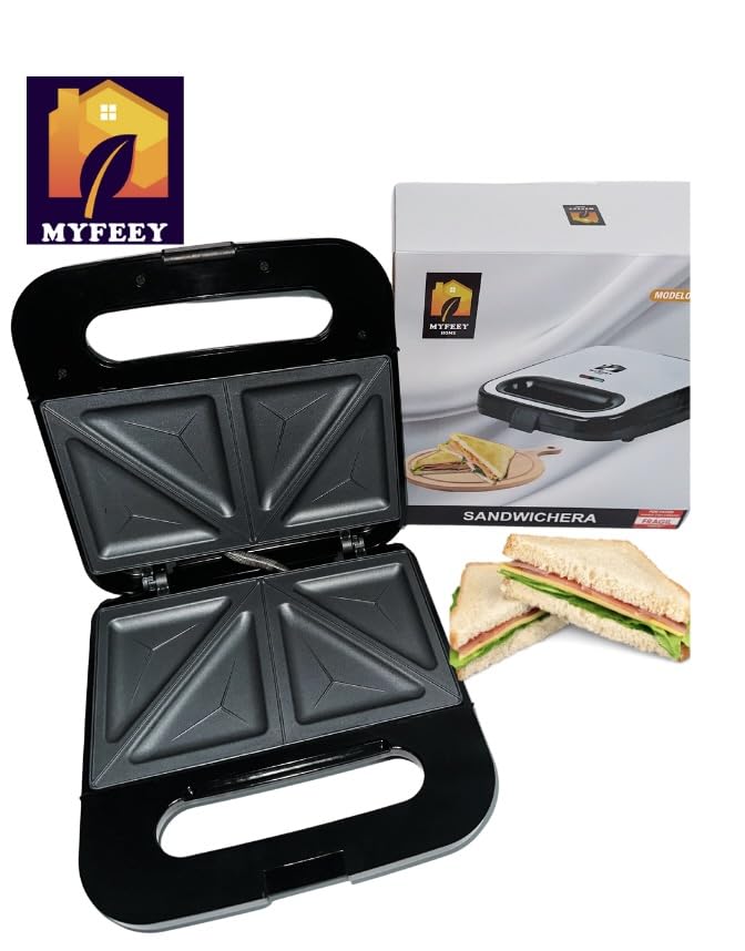 Sandwichera y Wafflera Eléctrica Parillas Antiadherentes con Luz Indicadora