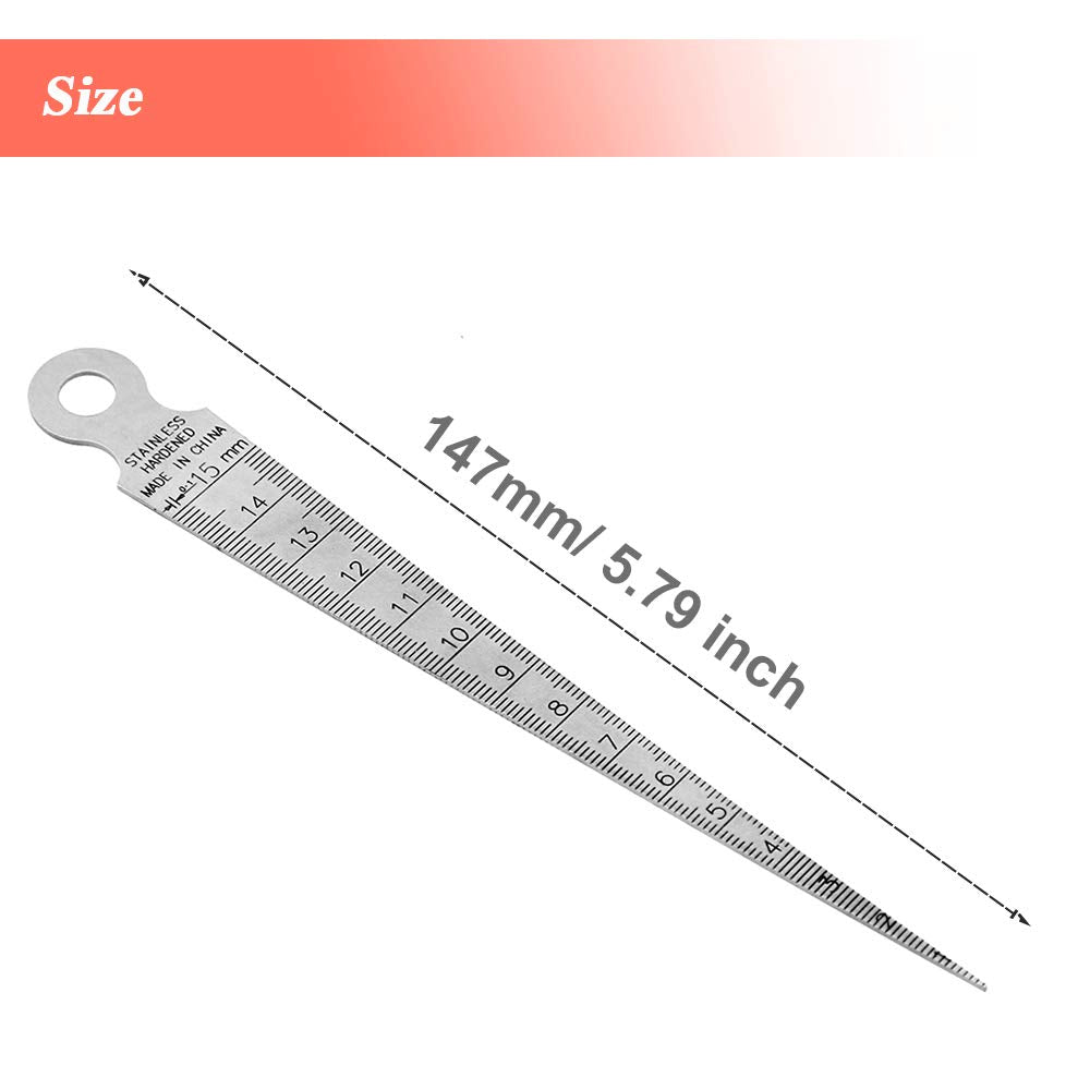 Calibre Cónico de Acero Inoxidable Mesee Plateado con Medición de 1 a 15 mm y Diámetro de Agujero de 1/32 a 5/8 Pulgadas