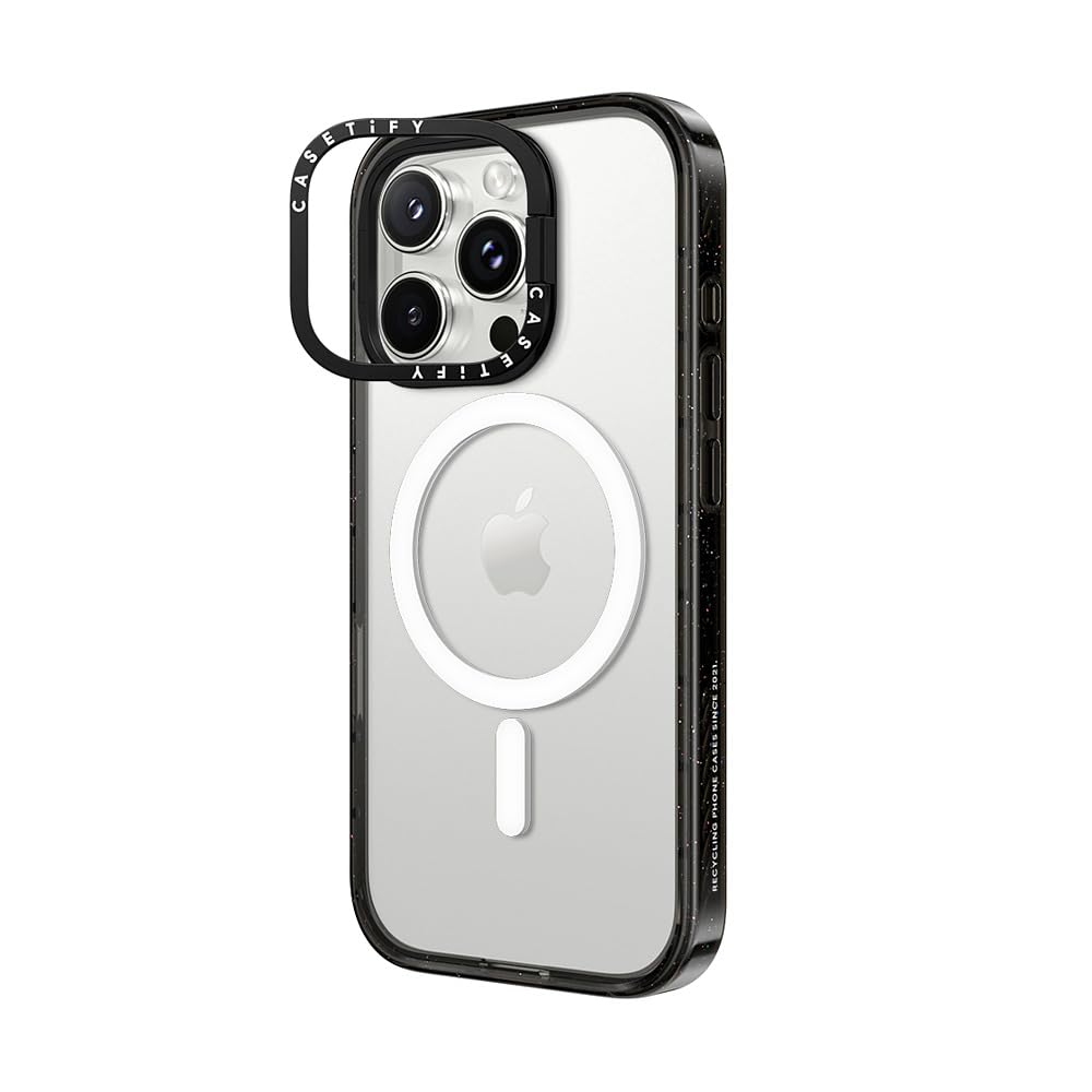 Soporte de Anillo para iPhone 16 Pro Max CASETiFY Negro Transparente con Protección de Grado Militar Compatible con Magsafe