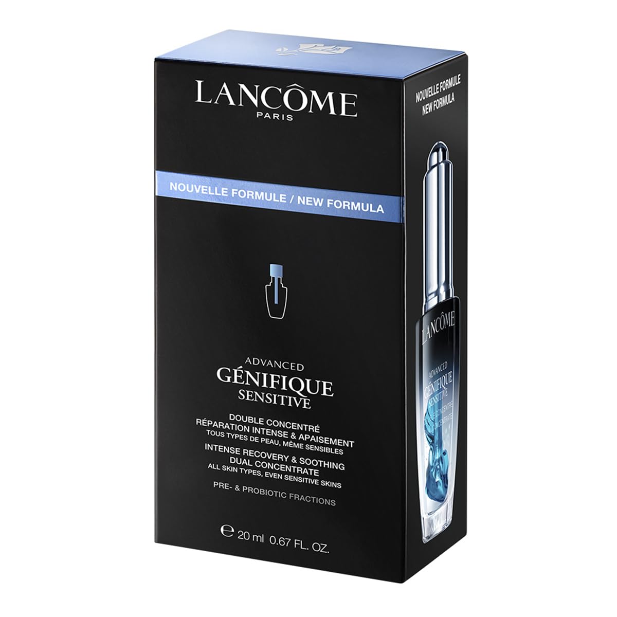 Lancôme Advanced Génifique Sensitive, Serum Reparador para Rostro y Piel Sensible, De Uso Nocturno Para Fortalecer la Barrera de la Piel, Con Ácido Hialurónico, Ferúlico y Vitamina E, 20 ml