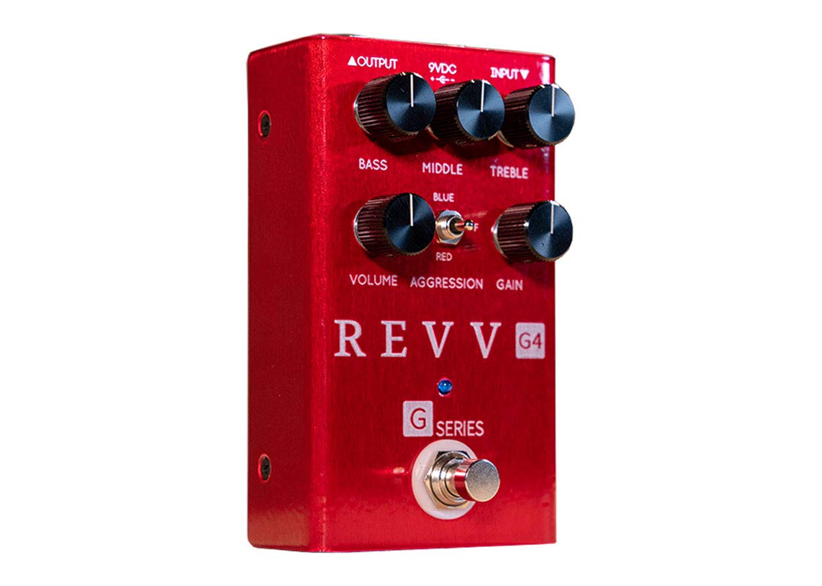 Pedal de Preamplificador Revv G4 Rojo con Sobremarcha y Distorsión
