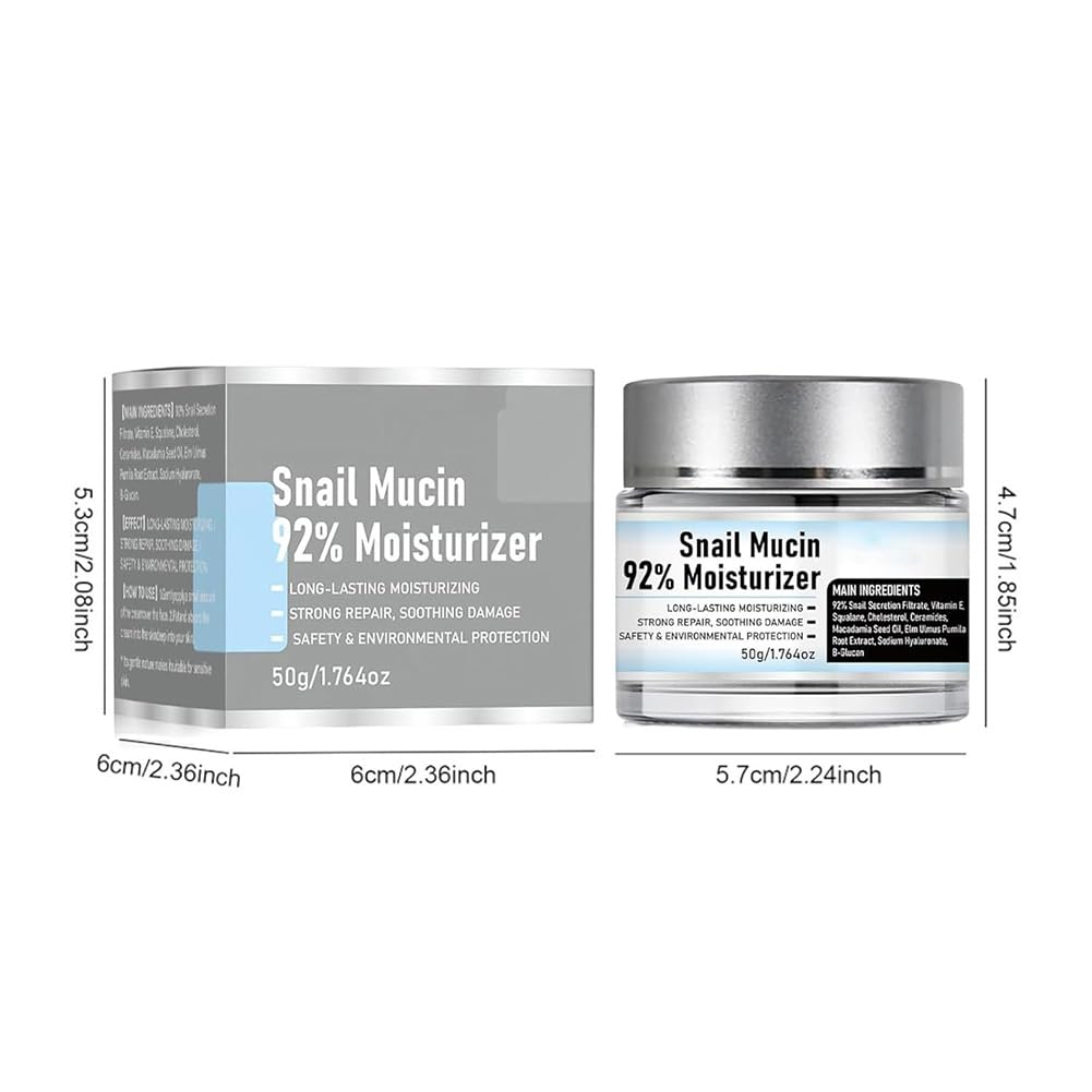 Snail Mucin 92% Moisturizer Daily Face Gel Cream, Crema De Baba De Caracol Original, Lism Snail Mucin Moisturizer Face Cream, Face Snail Mucin Hydrating Repair Face Gel Cream (1Pcs, One size)