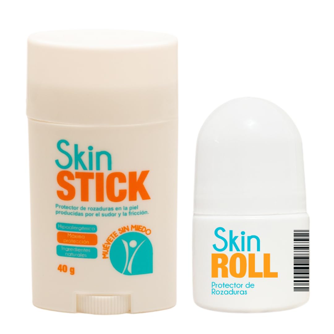 Skin Stick - Skin Roll - Protector de Rozaduras para todo el Cuerpo - Antirozaduras para Piernas, Muslos, Entrepierna, Pezones, Pies, y fricción general - Body Anti Chafe 100% Natural