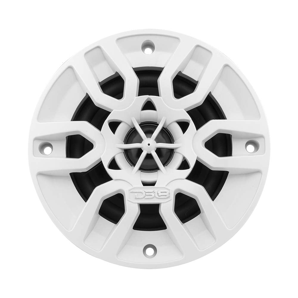 DS18 MP4/WH - Altavoz Marino Blanco - 4 Pulgadas, 2 vías, 150 W máximo, 100% Estable a los Rayos UV, IPX5 Marino, 4 ohmios - para Todos los Elementos, UTV, ATV y Jeep (2 Altavoces)