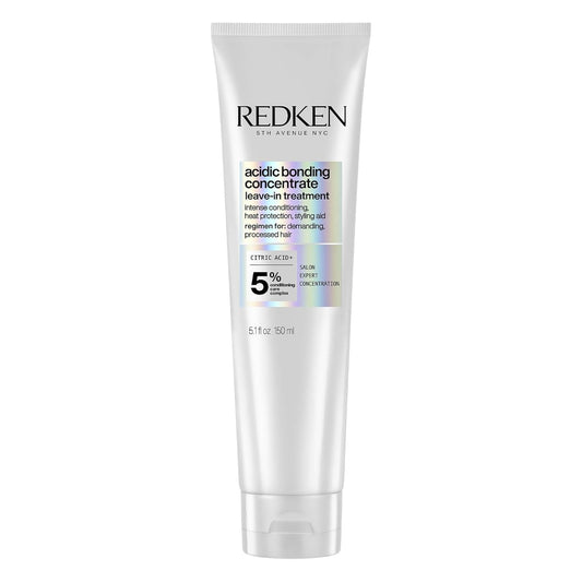 REDKEN- Tratamiento sin enjuague Acidic Bonding Concentrate |Tratamiento reparador para cabello dañado con protección térmica | Proporciona máxima reparación y acondicionamiento intenso | Bonding Complex y ácido cítrico | 150ml