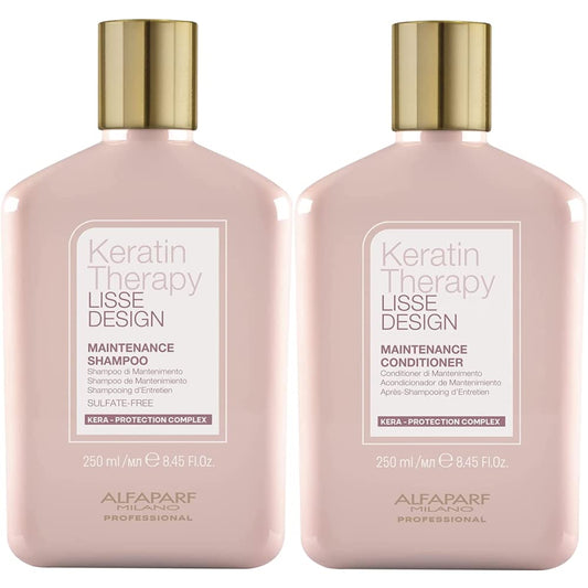 AlfaParf - Kit Champú y Acondicionador Lisse Design, 2x8.45oz - Cuidado Profesional para Cabello Liso - Belleza Capilar de Calidad