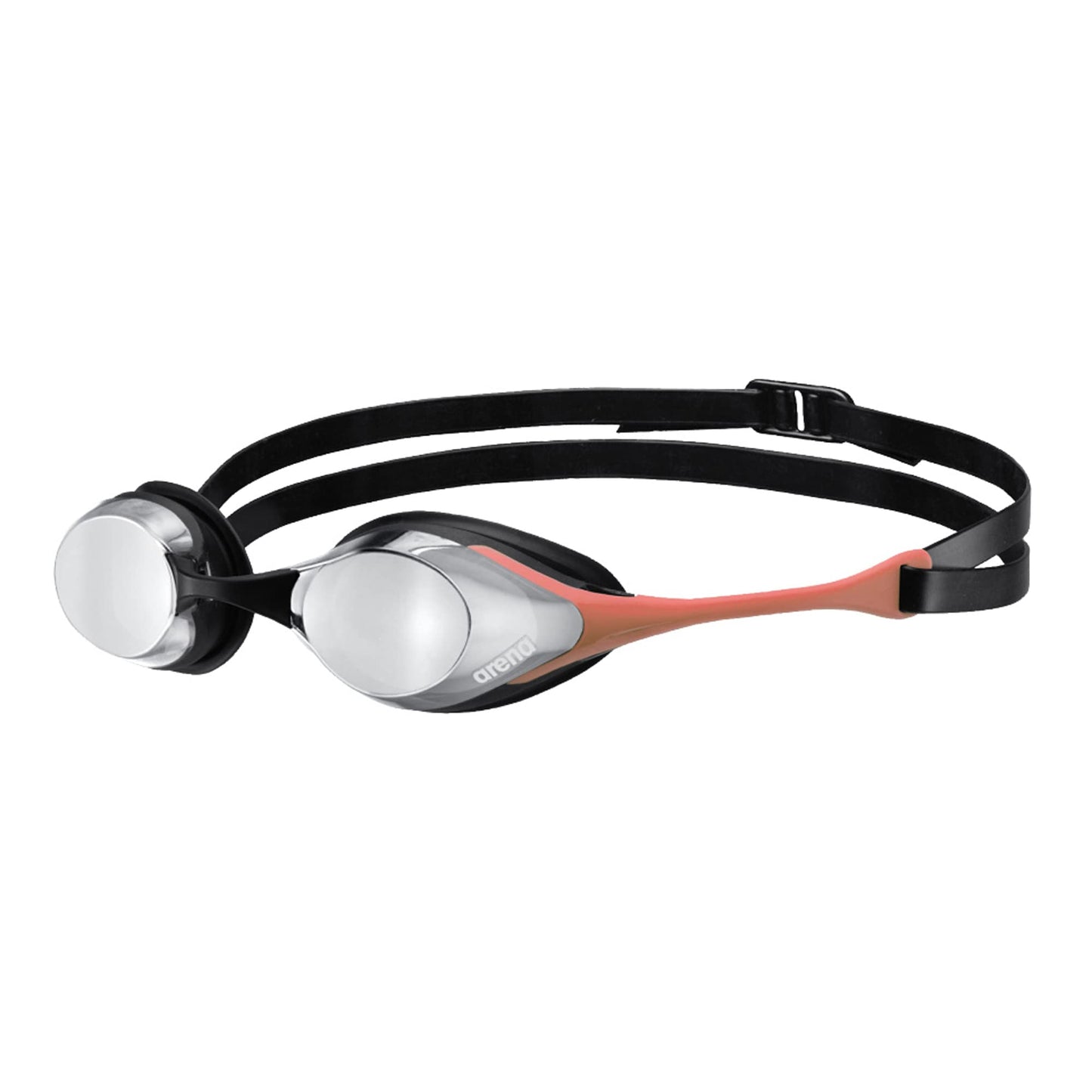 ARENA - anteojos de natación unisex para adultos Cobra Swipe Racing para hombres y mujeres, lentes de policarbonato con espejo, diseño hidrodinámico, plateado/coral