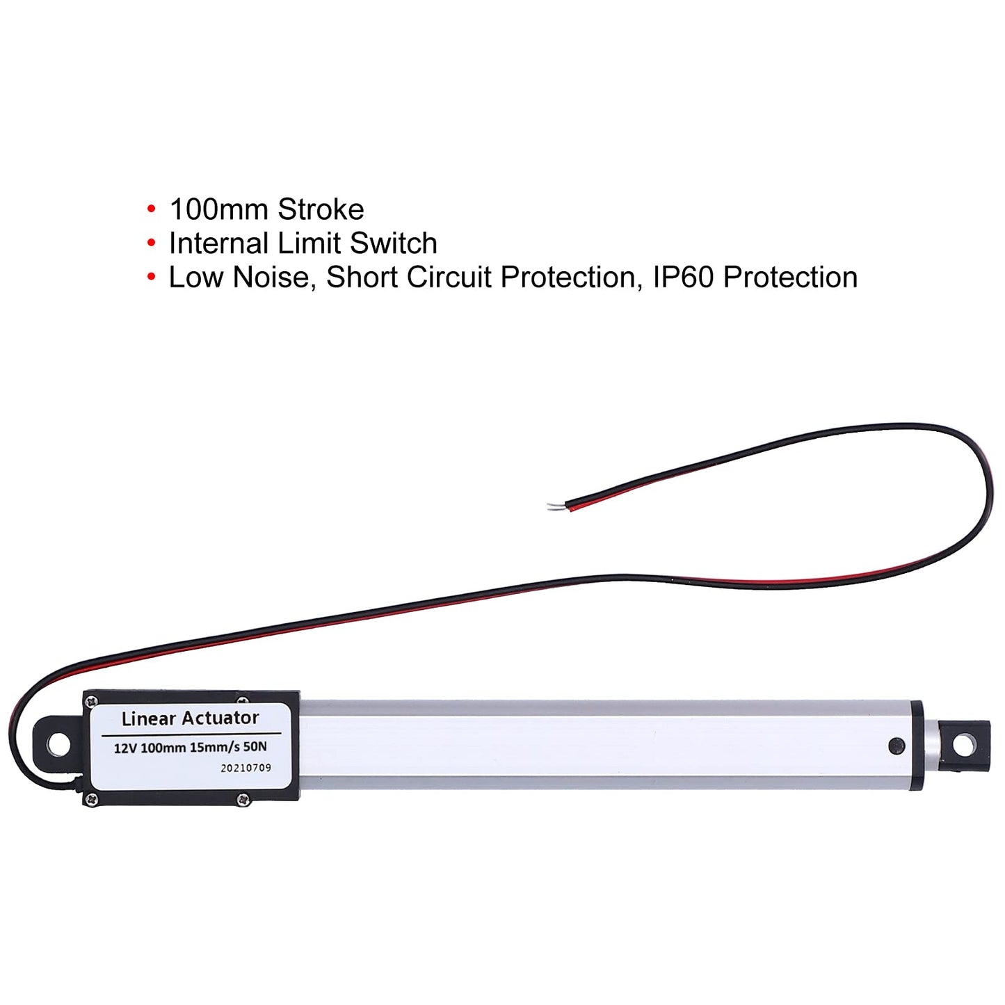 Actuador Lineal Eléctrico de Alta Velocidad, Carrera 100 Mm, 12 V CC, Negro, para Maquinaria Industrial y Agrícola