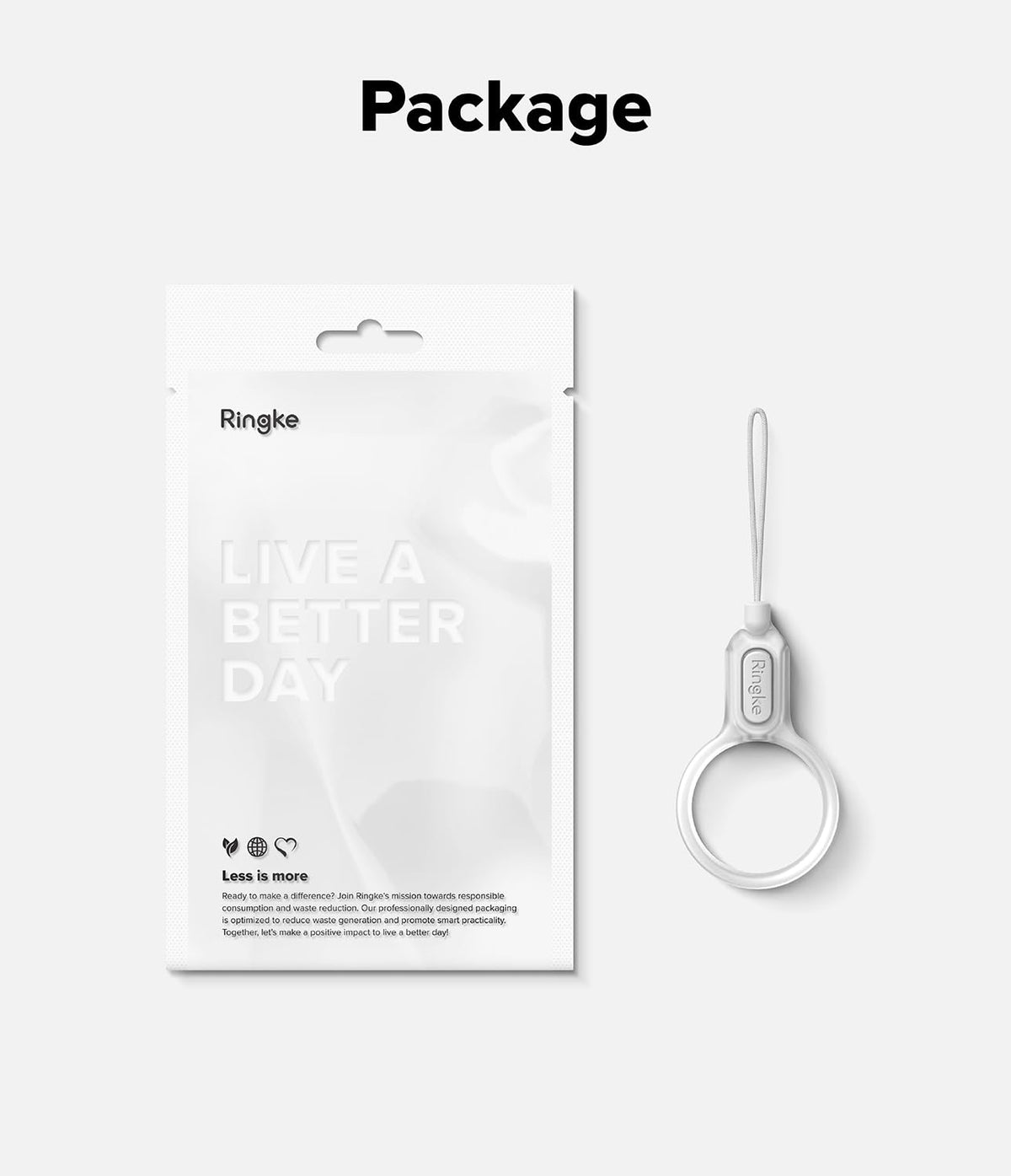 Correa Universal Ligera Ringke Matte Clear con Llavero para Teléfono Móvil, Cámara, USB y Accesorios Pequeños