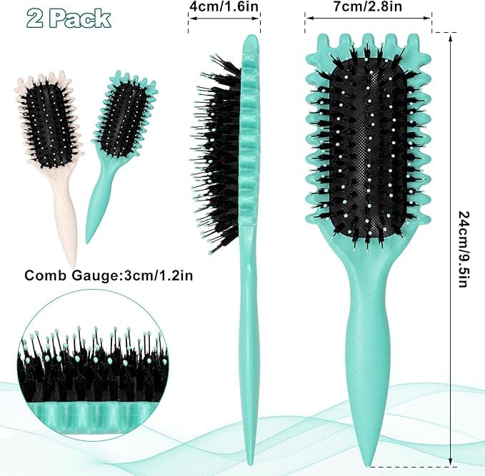 Set de Peines con Tecnología de Colchón de Aire para Desenredar Cabello Rizado y Ondulado - Pack de 2 Unidades, Ideal para Cuidado Diario del Cabello Rizado