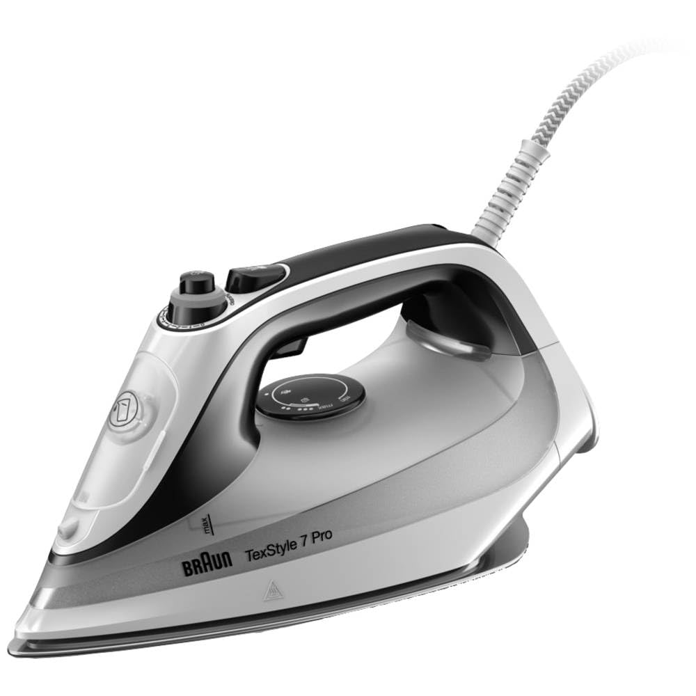 Braun TexStyle 7 Pro SI 7149 WB - Plancha de vapor con suela Freeglide 3D, vapor vertical, 2900 W, color blanco/negro