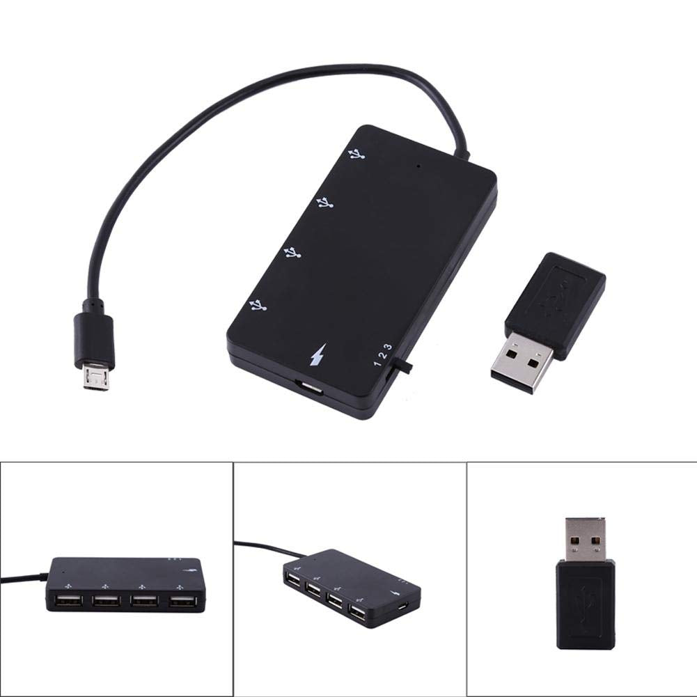 Adaptador OTG Tangxi Negro 4 Puertos USB 2.0 HUB con Lector de Tarjetas