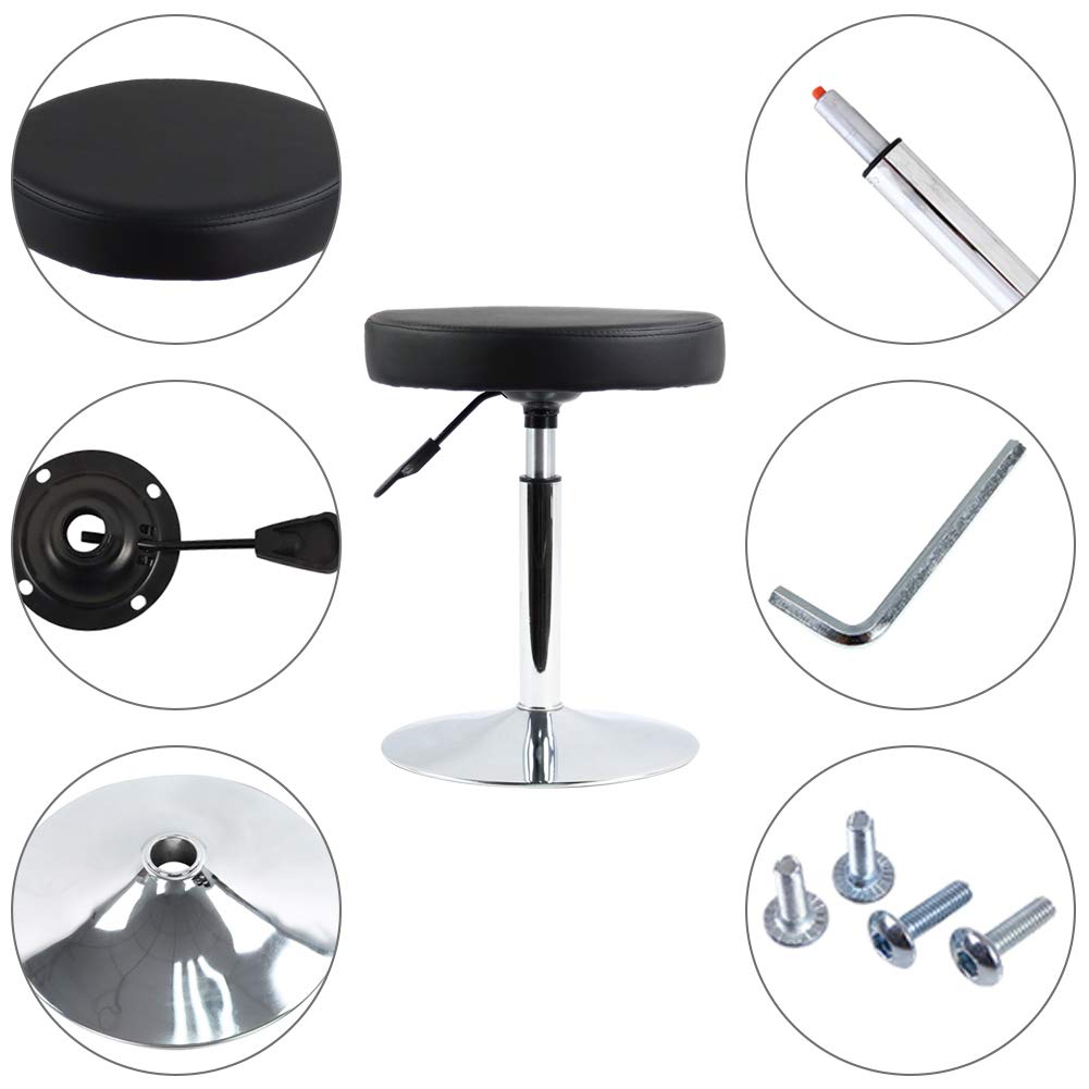 FURWOO - Taburete corto negro – Taburete giratorio de altura ajustable para oficina, spa, salón, manicura y tatuaje, pequeño