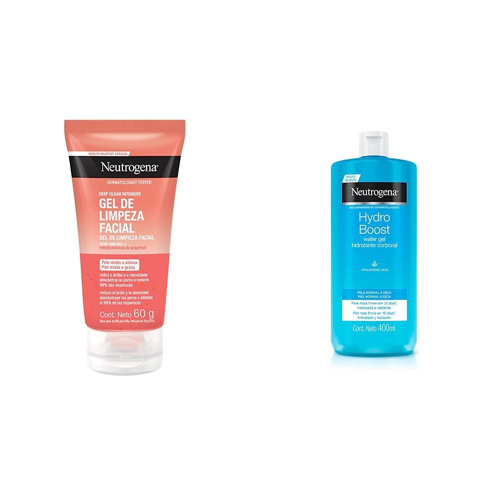 Gel Limpiador Facial Neutrogena Deep Clean Intensive Toronja Ácido Salicílico 60 ml + Crema corporal en gel Hydro Boost Ácido Hialurónico 400 ml