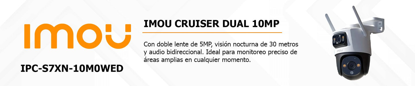 Imou Camara IP Cruiser Dual 10MP, WiFi, Full Color, Exterior, Alarma, Audio Bidireccional