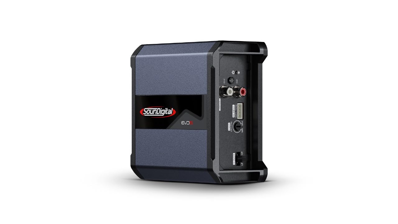 Amplificador de Rango Completo SounDigital Gris EVO5 400.2-2 Canales 400 Vatios RMS 4 Ohmios para Coche