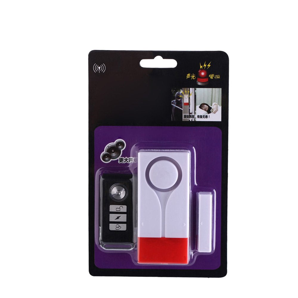 Alarma Inalámbrica Mengshen Blanco 105db con Luz Brillante para Puertas y Ventanas