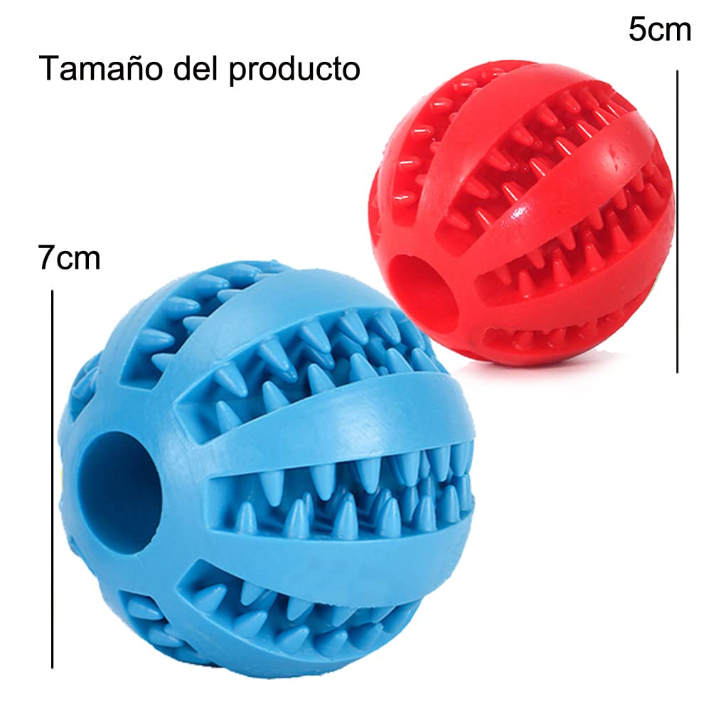 LISAPRO Pelotas Grandes de Goma para Mascotas, duraderas, funcionales para Limpieza y Cuidado Dental para Mascotas, Juguete para Perro, Pelota de Goma Resistente a mordeduras (1PCS Azul + 1PCS Rojo)