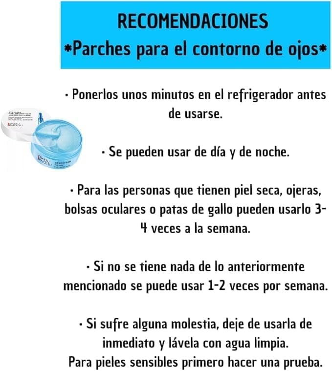 Parches Ojos Acido Hialuronico, Mascarilla Para Ojeras Y Bolsas, Contorno De Ojos, Hidrogel Anti Arrugas, Lineas De Expresion, Hinchazon, Parches Humectantes, Optigel, Eye Patches (2 unidades)