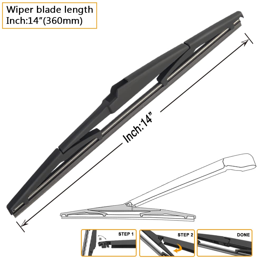 AUTOBOO - Limpiaparabrisas de 26 pulgadas + 16 pulgadas con limpiaparabrisas trasero de 14 pulgadas de repuesto para Hyundai Tucson 2016-2020 2021, 2007-2012 Mazda CX-7 - Calidad original de fábrica
