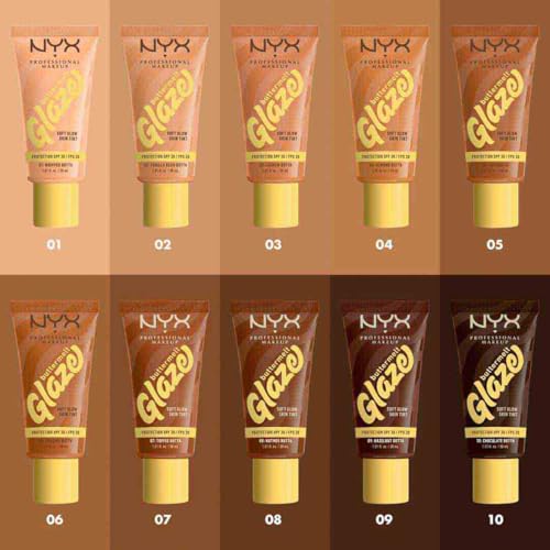 Tinta de Maquillaje Glaze Tint con SPF 30 de Nyx Professional Makeup, Tono Toffee Butta (Café)