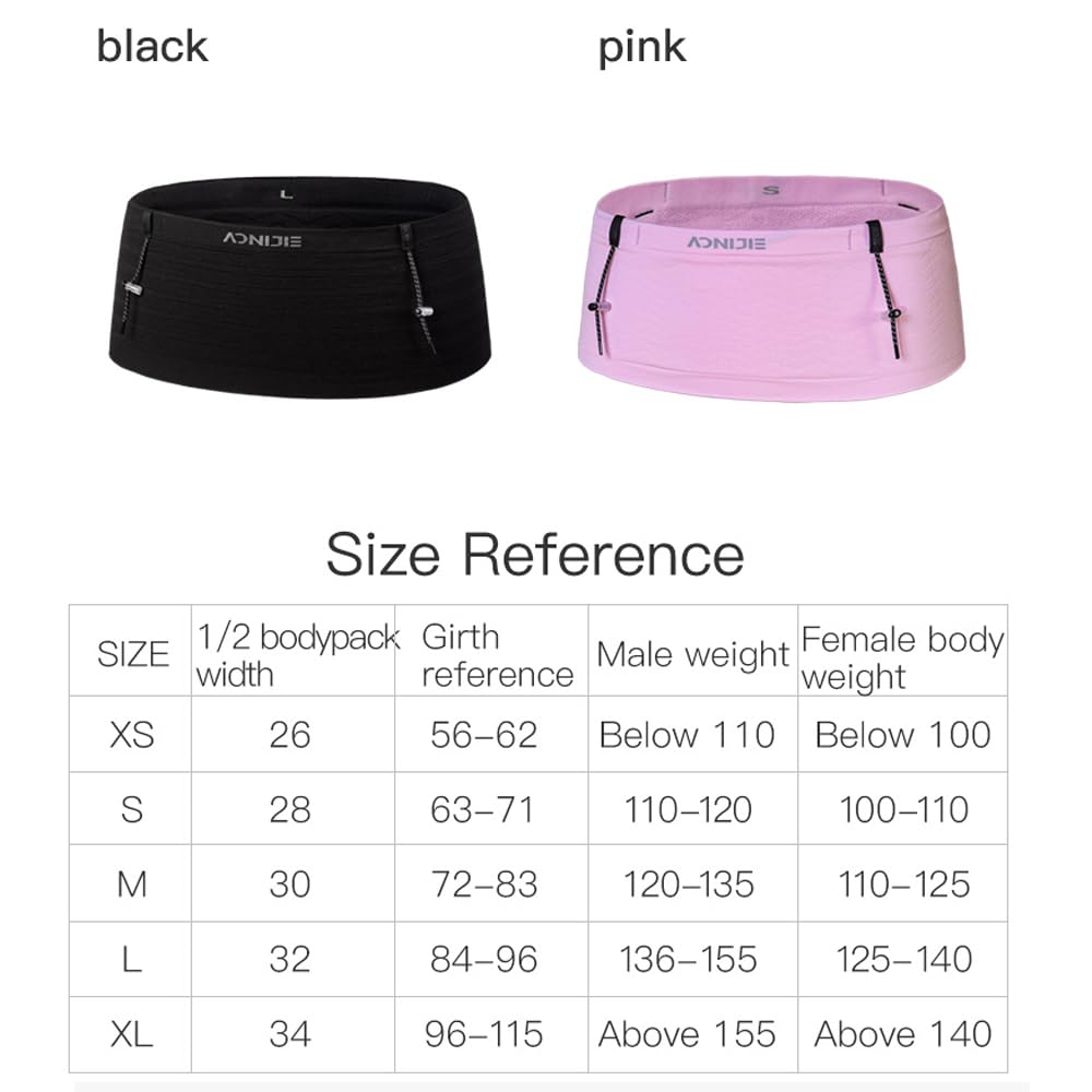 AONIJIE - Cinturón de hidratación para correr con frasco suave de 250 ml para mujeres y hombres, gran capacidad y ligero para ciclismo, escalada, maratón, Negro -, X-large, Deporte