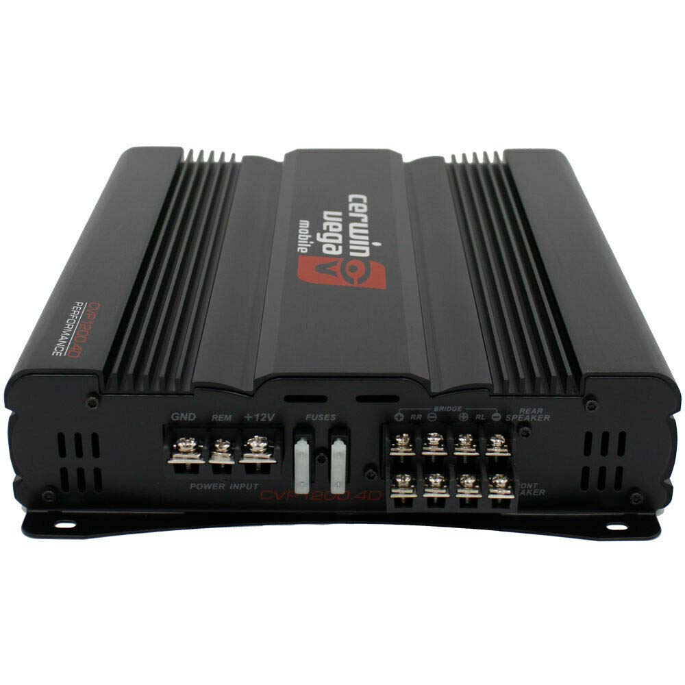 CERWIN-VEGA! CVP 300 W RMS 4 canales clase AB, sistema de audio de alta potencia, compatible con estéreo de 2 ohmios y 4 ohmios, amplificador multicanal con protección avanzada para altavoces de coche