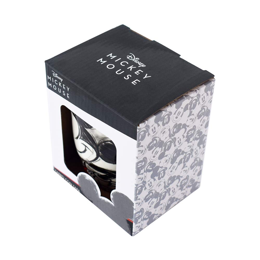 FUNKIDS 1754-17 Taza para Café con Tapa Disney Mickey Mouse de Cerámica de 385 Mililitros